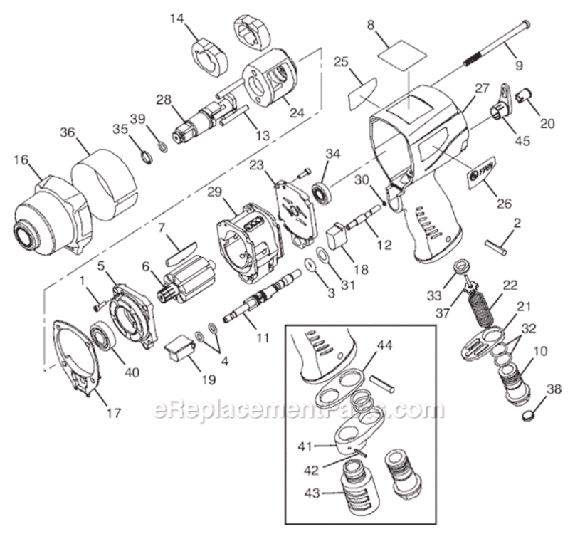 Page A Diagram and Parts List for CP7740Q 8941077408 Chicago Pneumatic Wrench